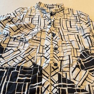 John Mark Black and White Geometric Button Down Shirt
